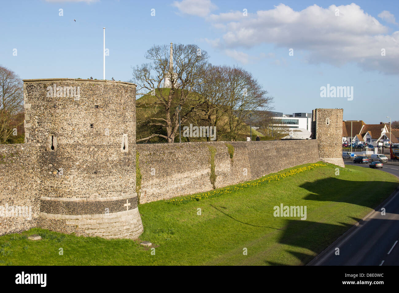 Mura medievali della città e torri Canterbury Kent Foto Stock