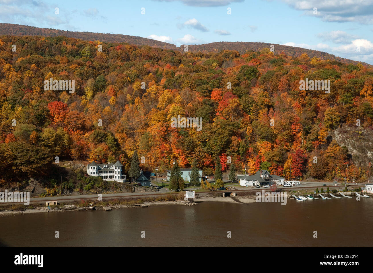 Vista di Poughkeepsie, New York sul fiume Hudson Foto Stock