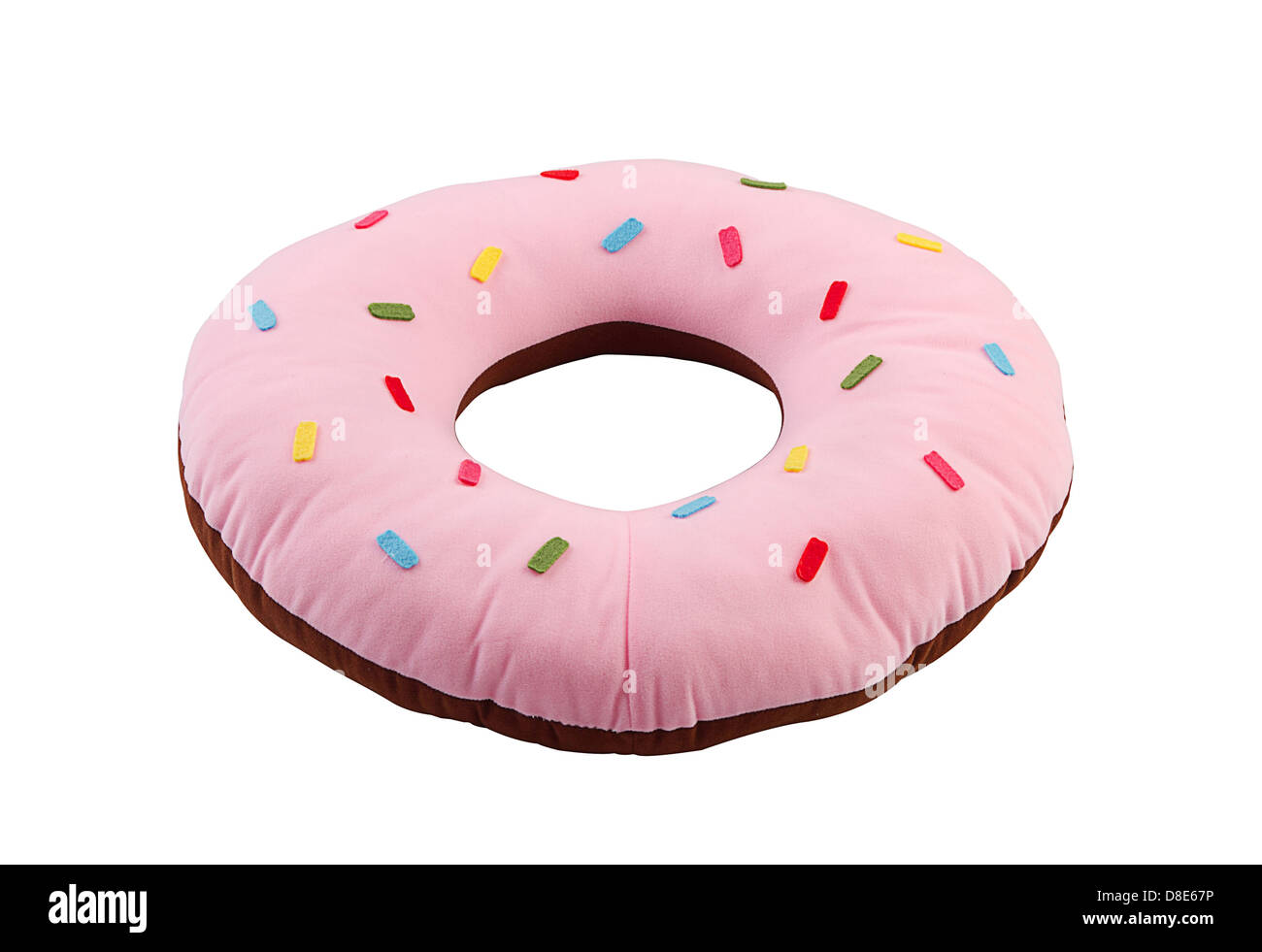 Un simpatico disegno del cuscino in forma di ciambella per la decorazione della casa Foto Stock