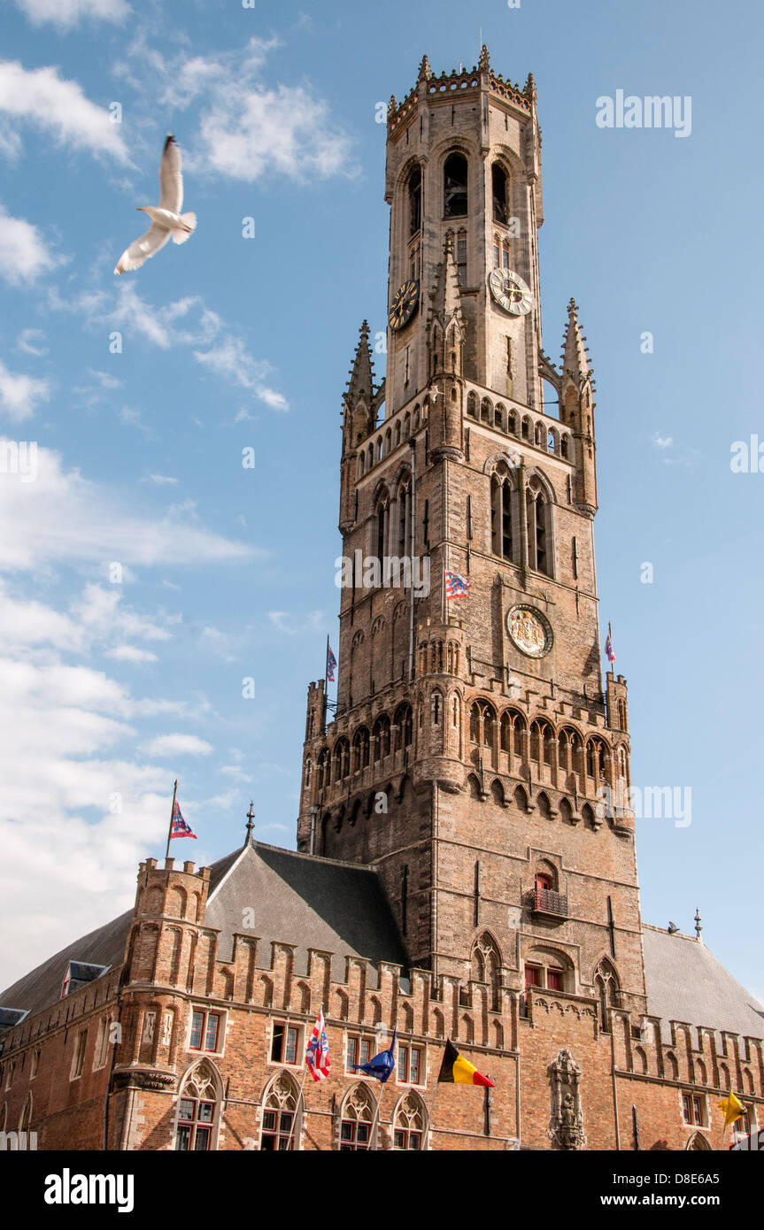 Belfry in Bruges, Belgio Foto Stock