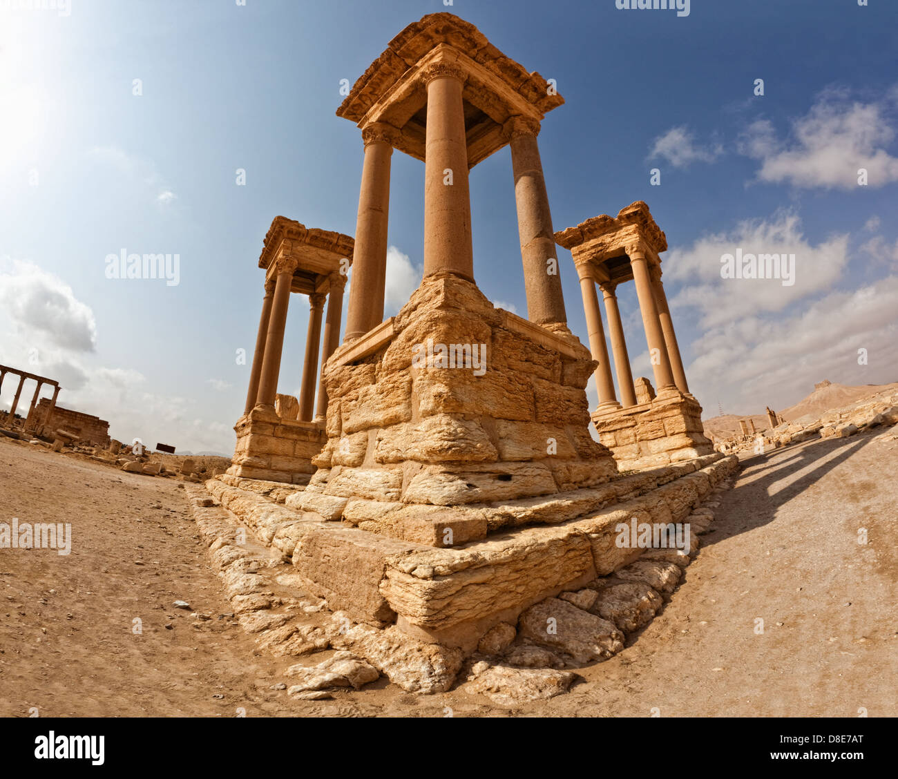 Romana antica città di tempo in Palmyra (Tadmor), Siria. & Greco-romana Periodo persiano. Foto Stock