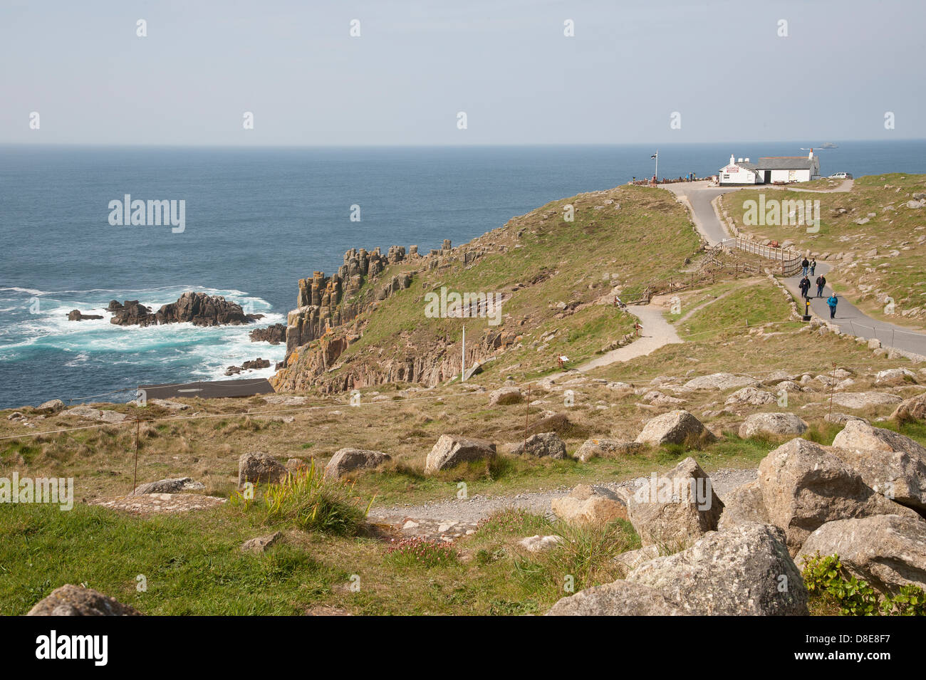 Cognome e struttura al Land's End Cornwall REGNO UNITO Cornish Coast Foto Stock