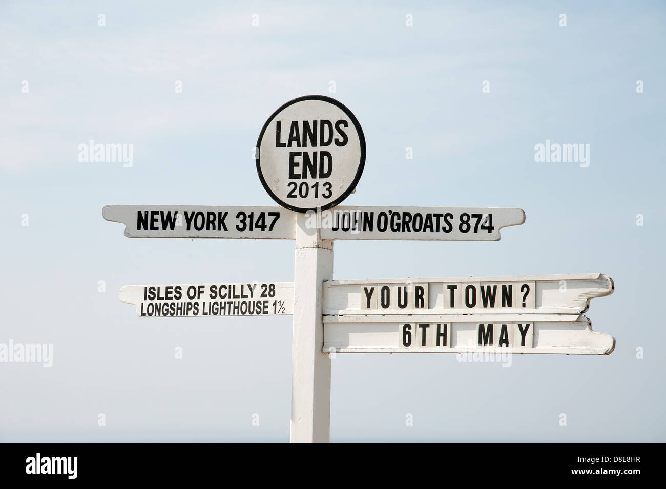 Famoso cartello al Land's End in Cornwall Regno Unito Foto Stock
