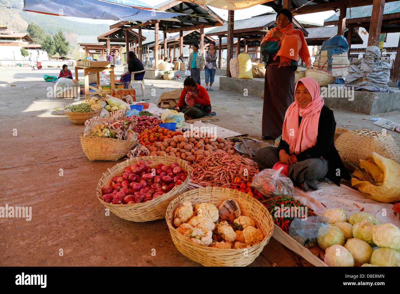 Pressione di stallo di mercato, Paro, Bhutan, Asia Foto Stock