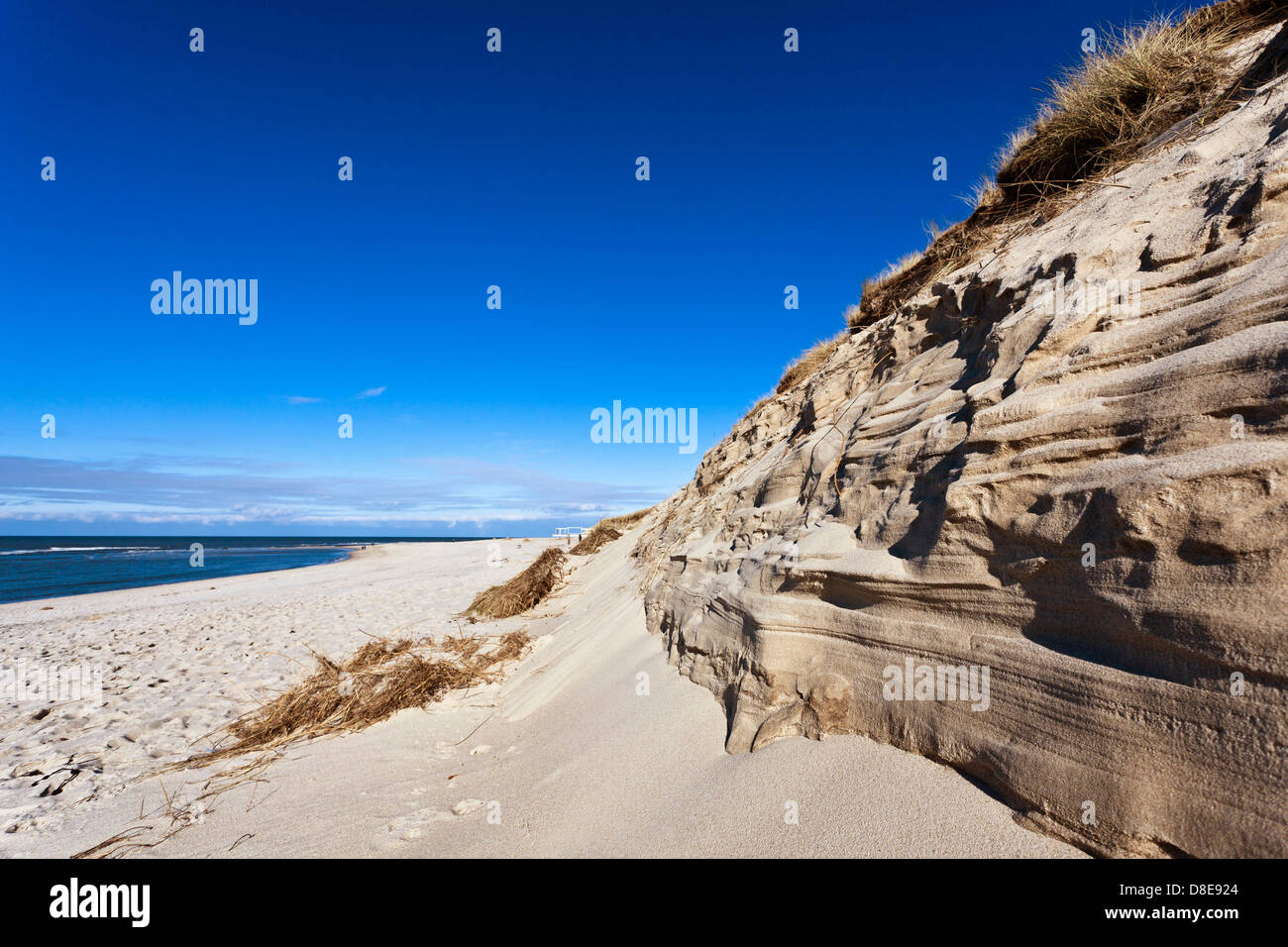 Scarpata di dune di sabbia sulla spiaggia di Hoernum, Sylt, Schleswig-Holstein, Germania Foto Stock