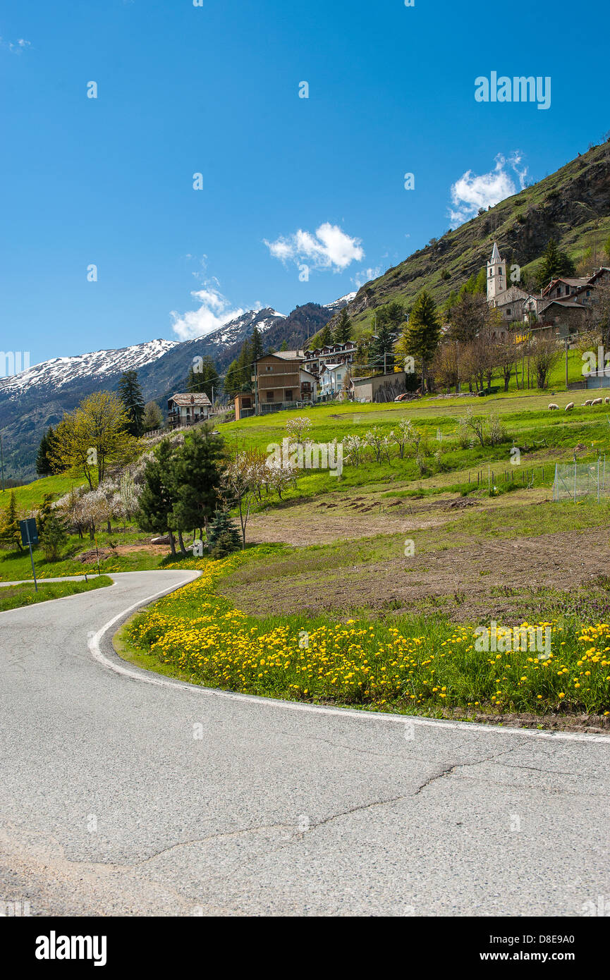 Europa Provincia di Torino Piemonte Orsiera Rocciavriè Park Usseaux il villaggio Foto Stock