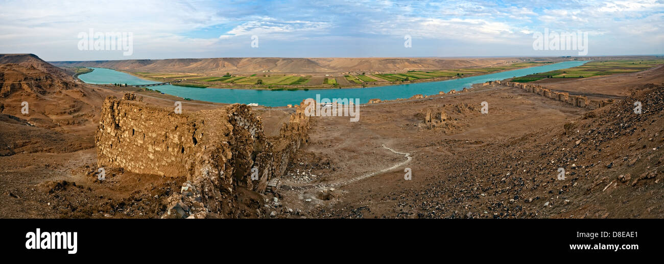 Halabia è situato sull'Eufrate, come parte della Via della Seta rete. Foto Stock