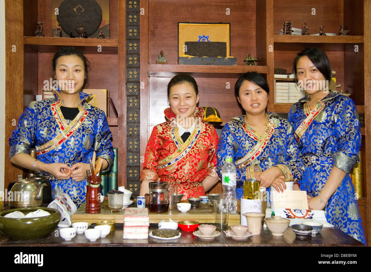 La cerimonia del tè, Chengdu Sichuan in Cina Foto Stock