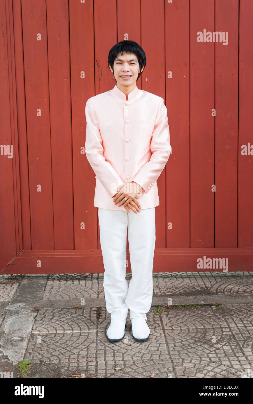 Asian Thai/uomo sposo in matrimonio Tailandese Suit Foto Stock