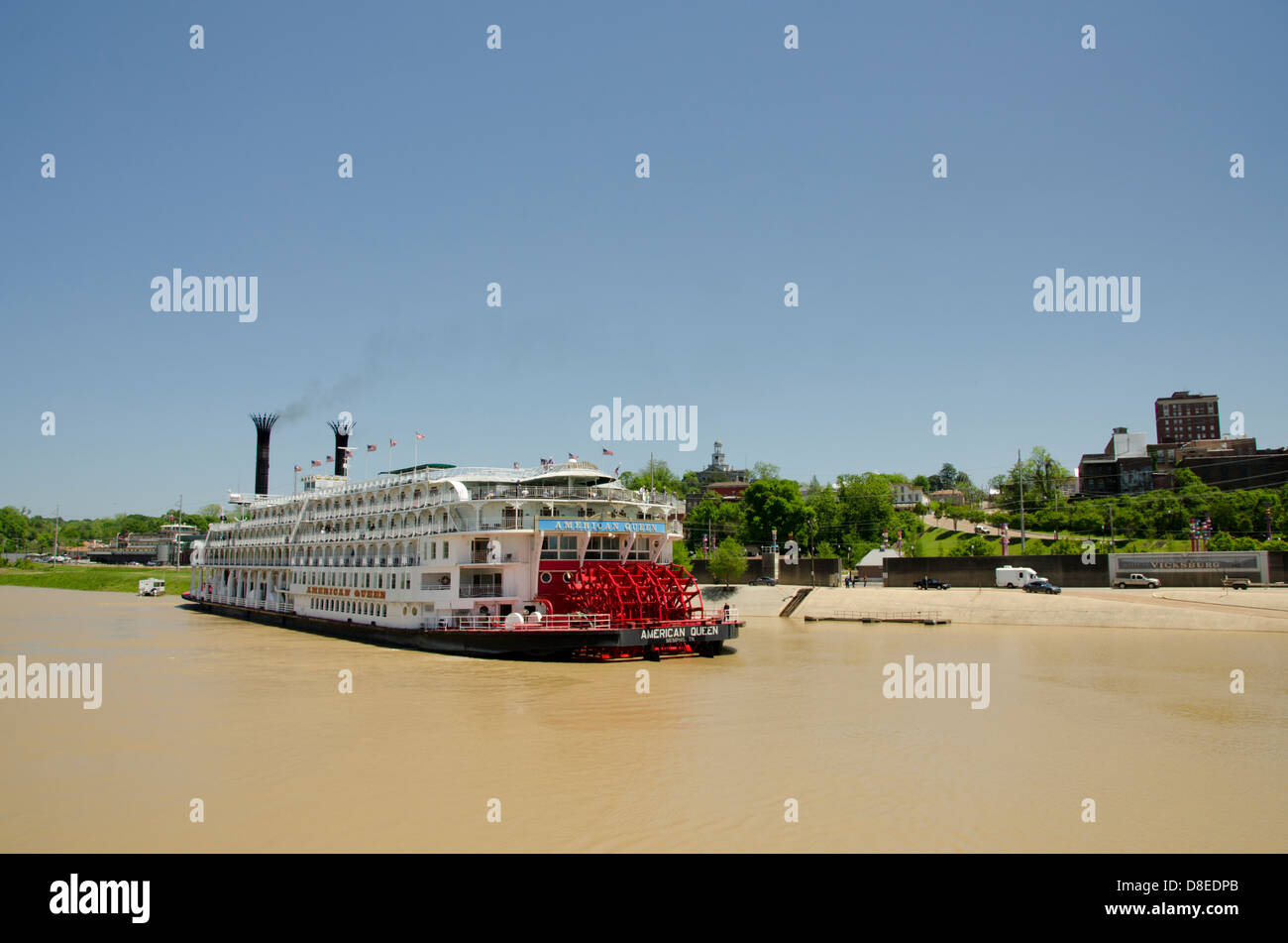 La Mississippi, Vicksburg. American Queen pedalo' crociera barca sul fiume Yazoo off il fiume Mississippi. Foto Stock