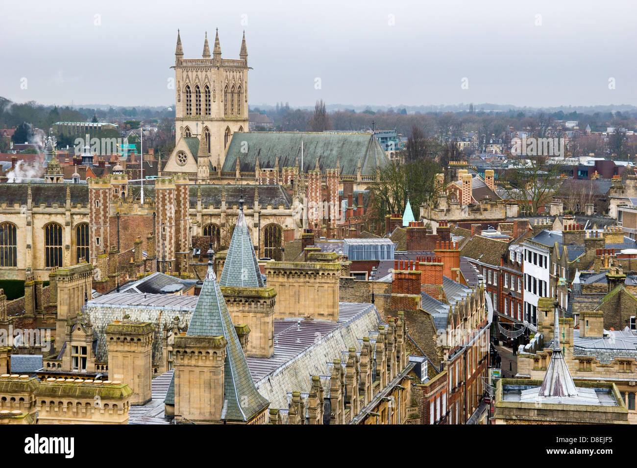 La città di Cambridge vista sui tetti Foto Stock