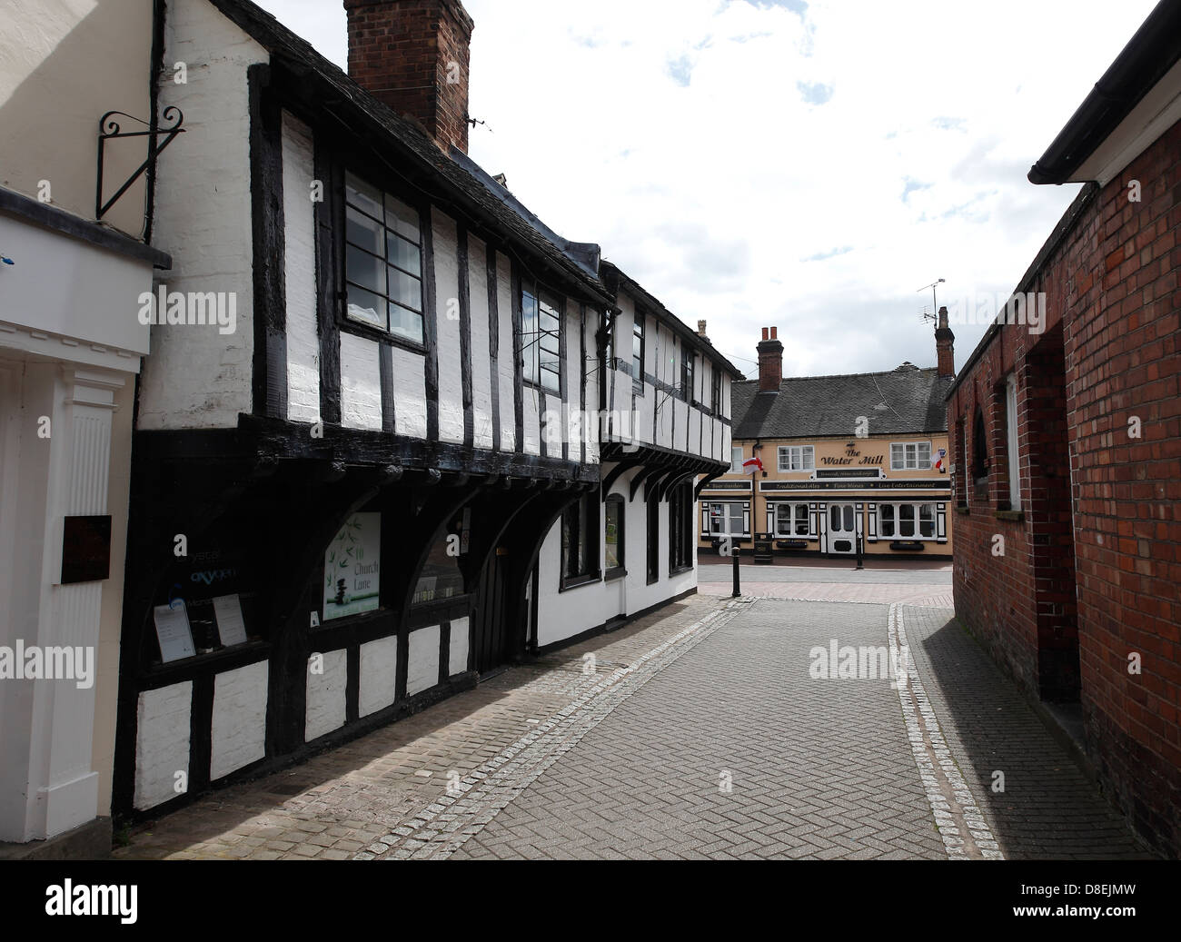 Il legno vecchio incorniciato edifici Church Street Stafford Foto Stock