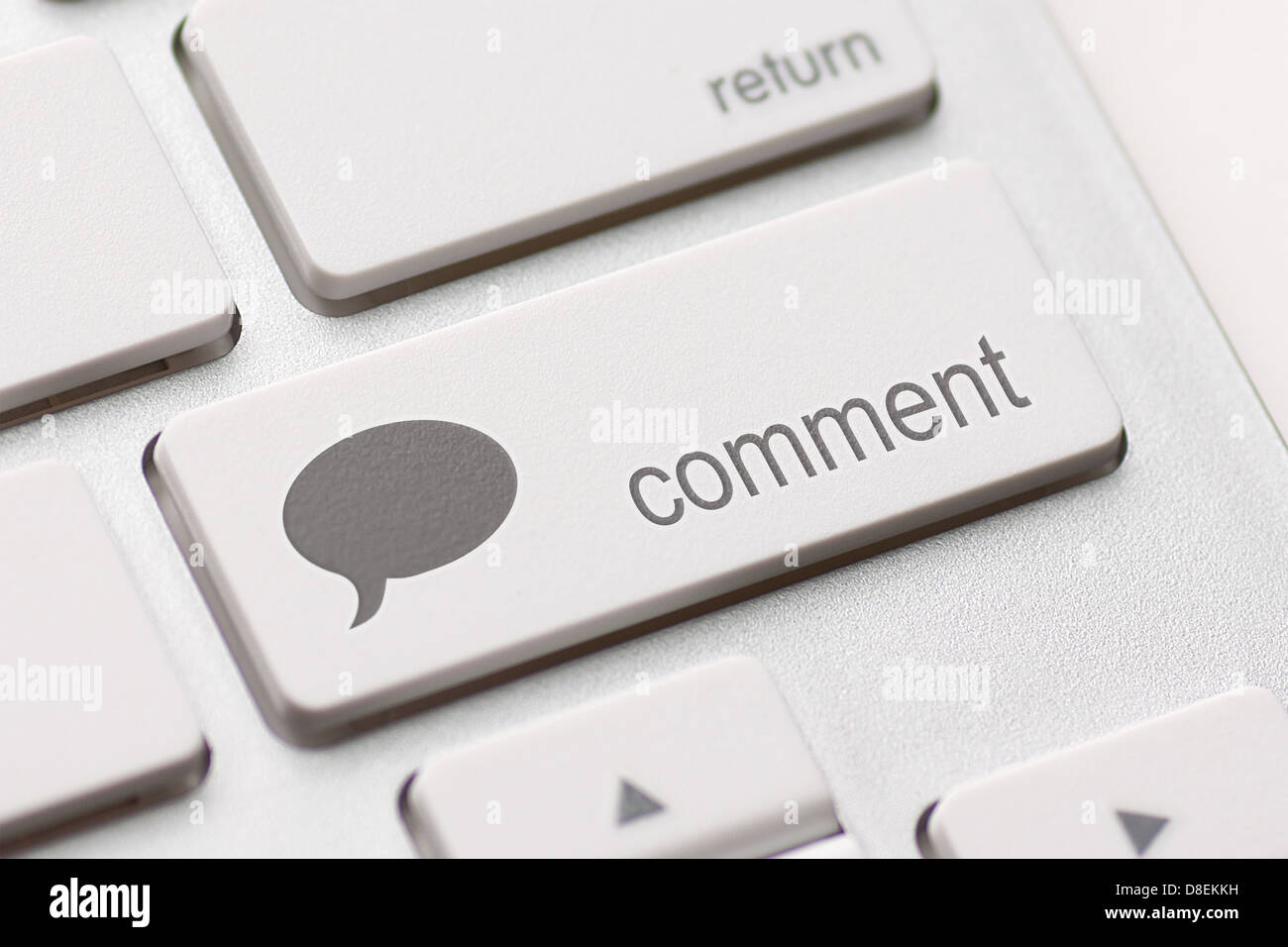 Commento inserisci la chiave e discorso bolla icona. Foto Stock