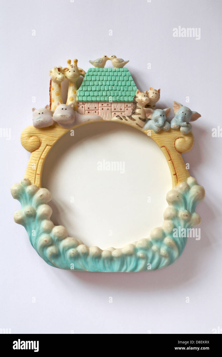 Noè dell animale Serraglio photo frame isolati su sfondo bianco Foto Stock