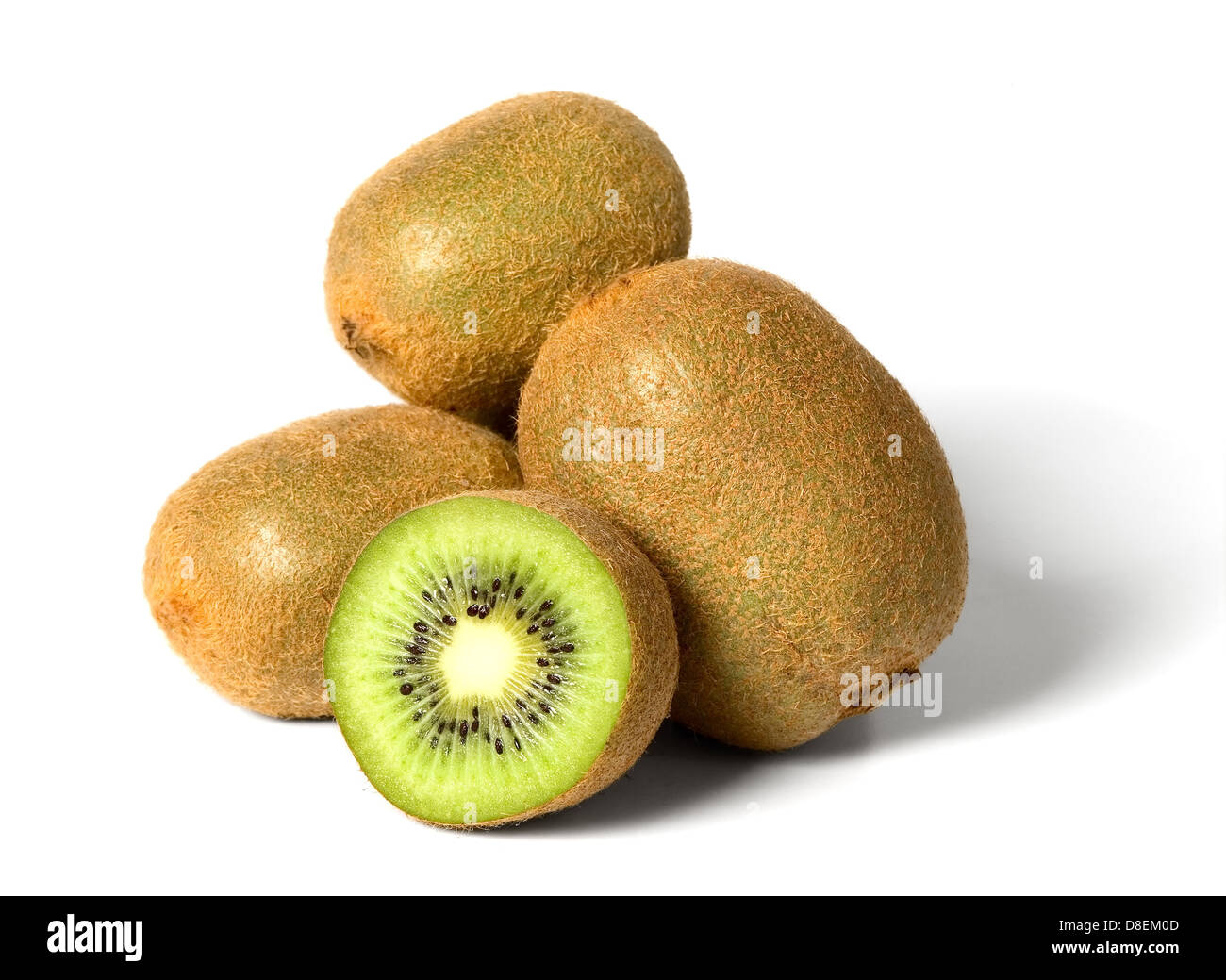 Frutta verde kiwi in bianco sullo sfondo isolato Foto Stock