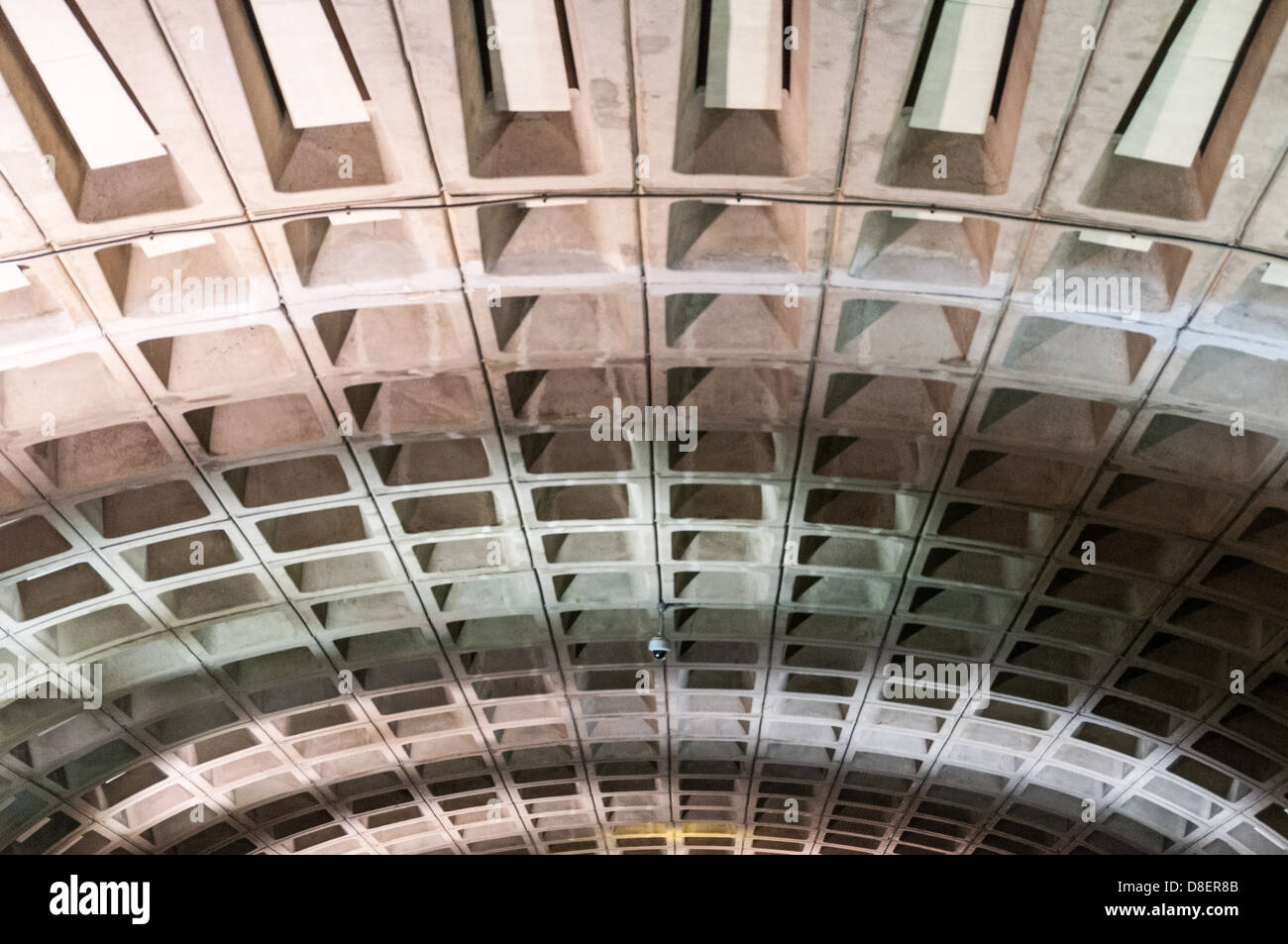 Soffitto a volta, centro Metro Station, Washington Metropolitan Area Transit Authority, DC Foto Stock