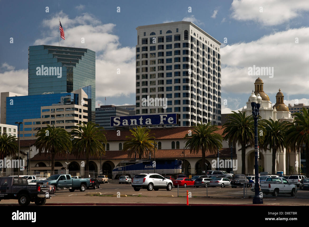 La Santa Fe Depot o stazione ferroviaria nel centro cittadino di San Diego, California Foto Stock