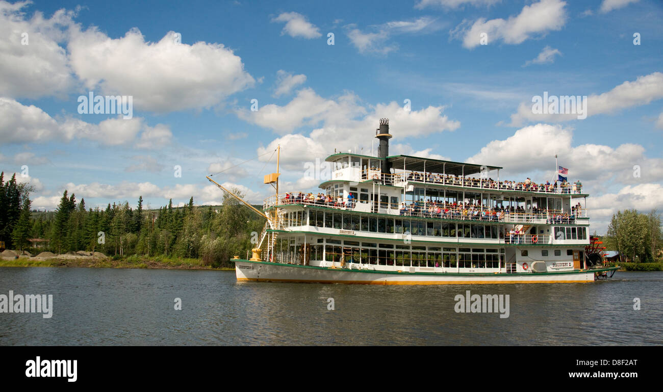 Un viaggio panoramico in crociera lungo il fiume Discovery 3 ruota a palette sternwheeler nave Foto Stock