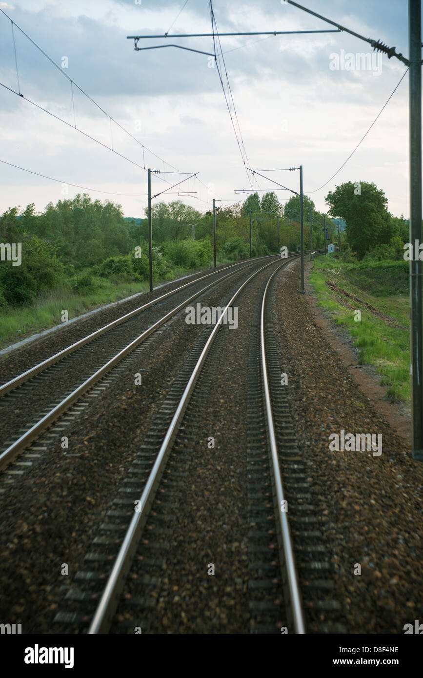Unione di binari ferroviari Foto Stock