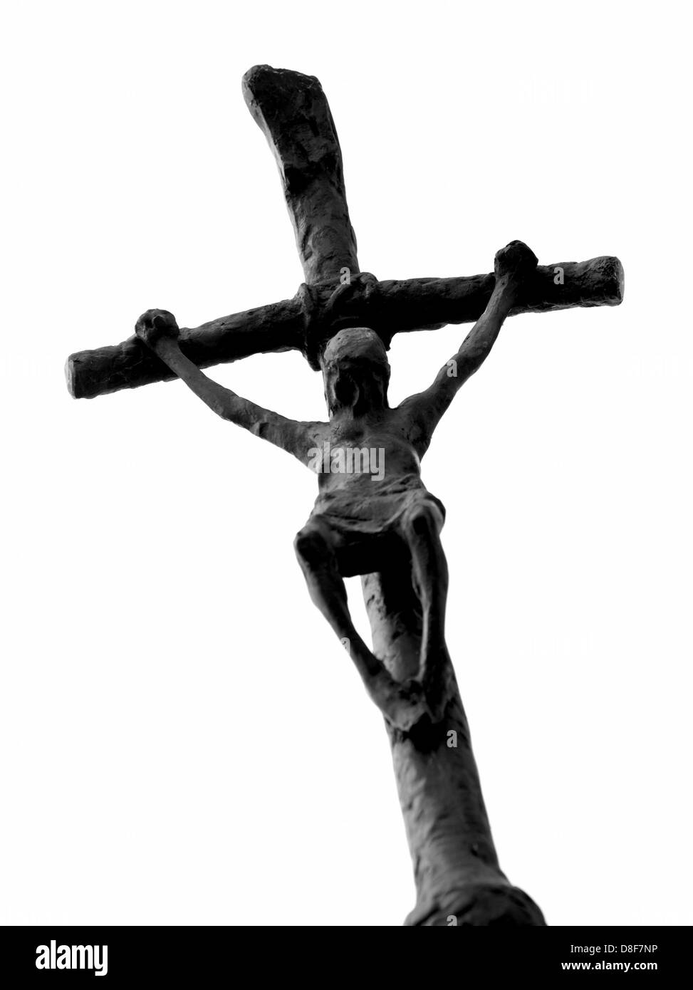 La crocifissione di Gesù Cristo isolato su sfondo bianco. Foto Stock
