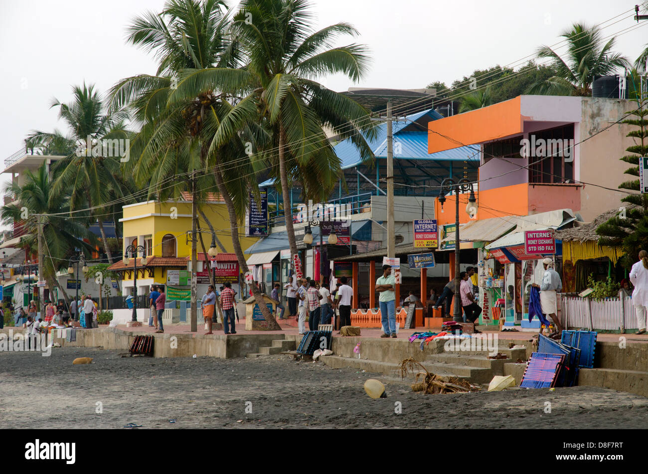 Kovalam sul lungomare, Kerala, India del Sud Foto Stock