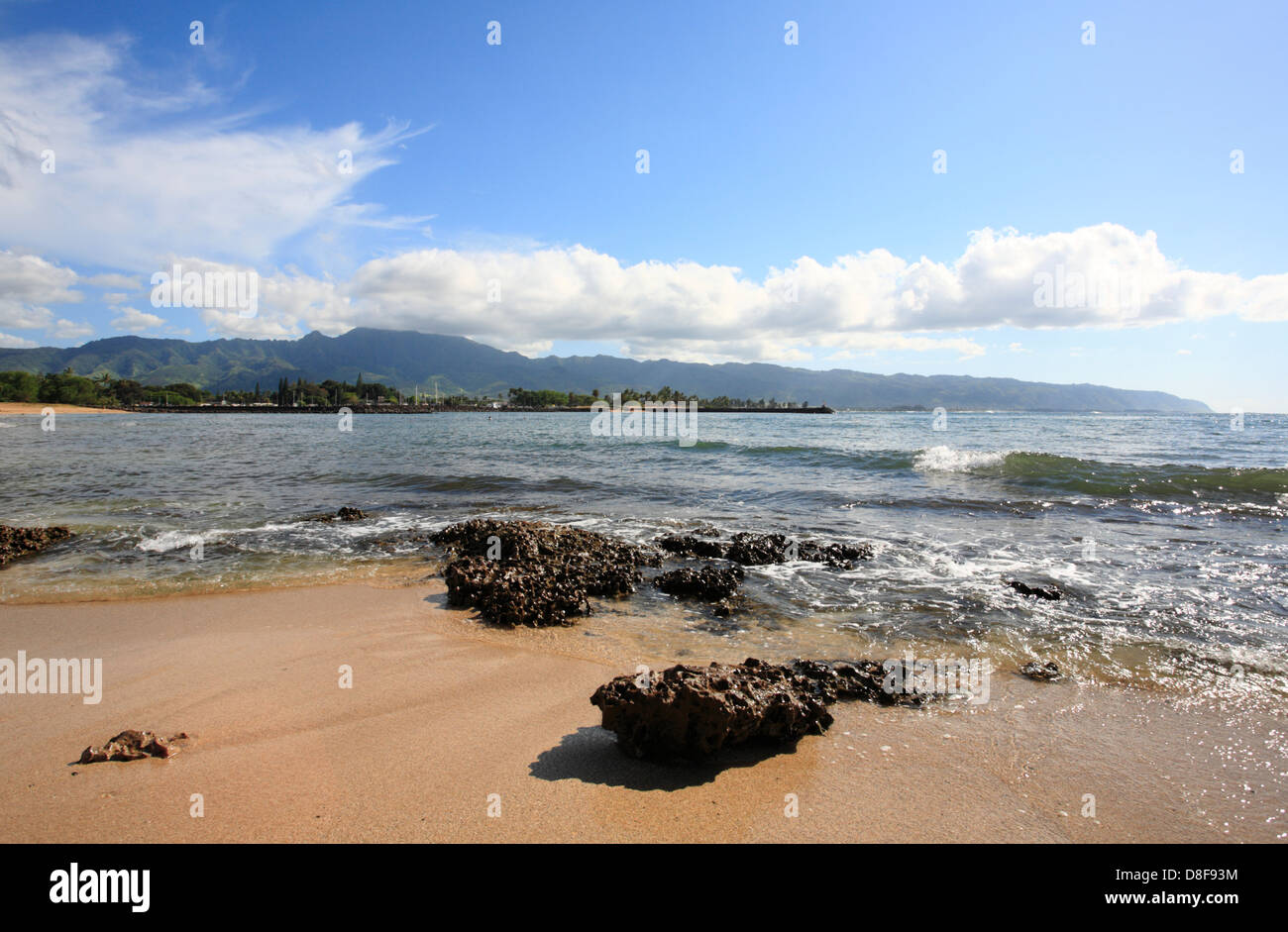 Haleiwa Beach Park sulla North Shore di Oahu, Hawaii. Foto Stock