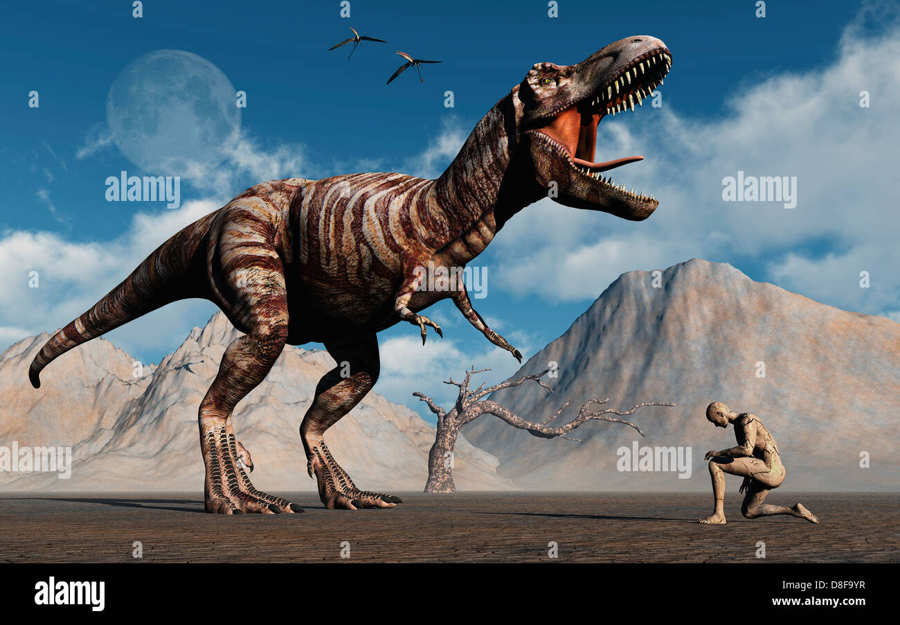 Adam & Sue...Sue essendo la più completa T.REX trovati fossili di data. Foto Stock