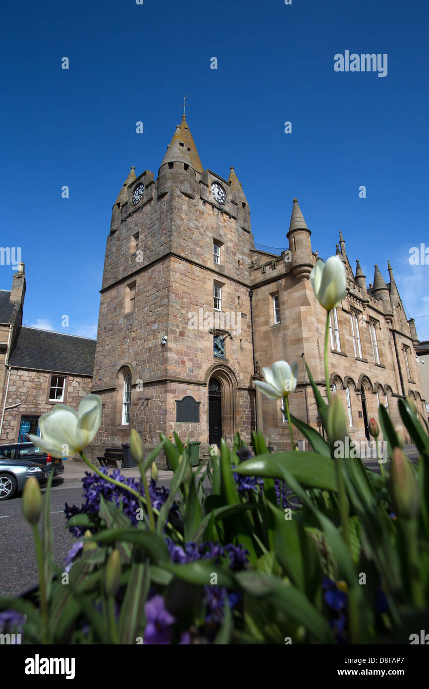 Città di Tain Scozia Vista pittoresca di Tain Tolbooth torre. Foto Stock
