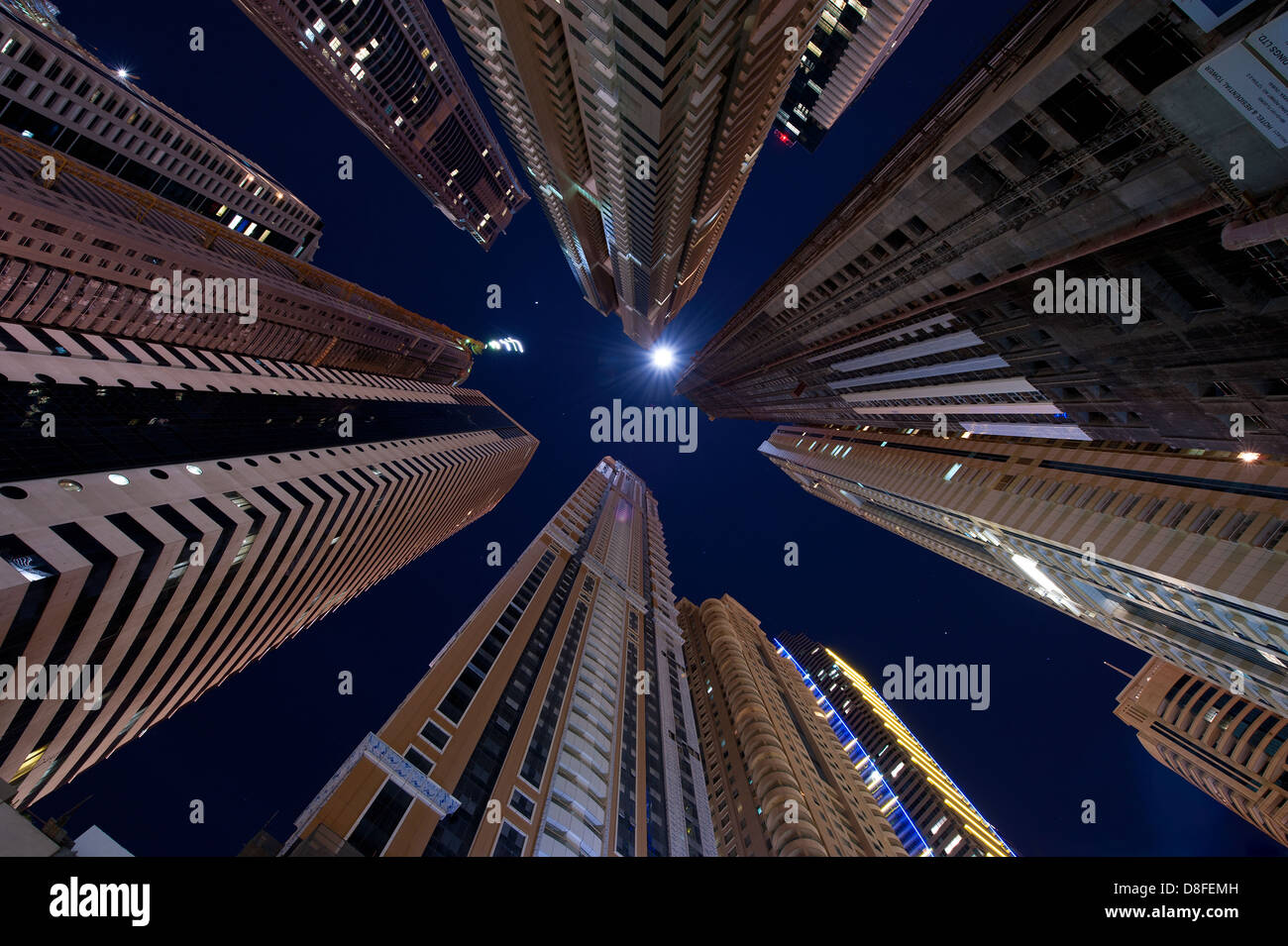 Grattacieli di New Dubai, Emirati arabi uniti Foto Stock