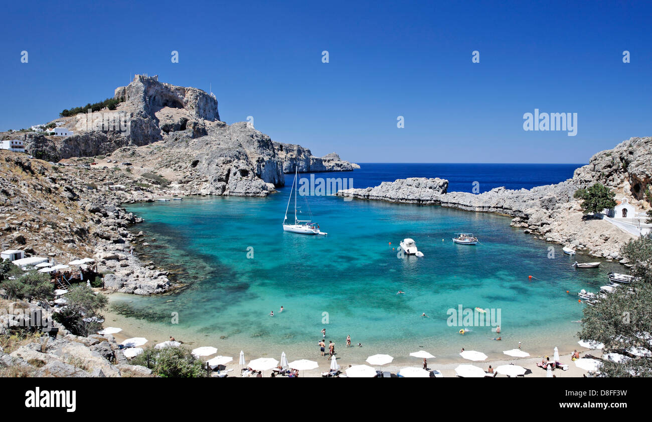 St Pauls Bay Lindos Rodi Isole Greche Hellas Foto Stock