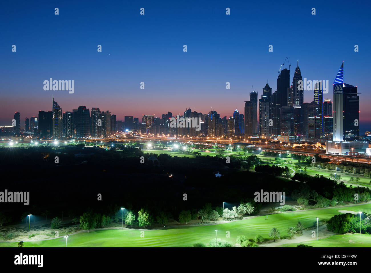 Skyline di New Dubai, UAE Foto Stock