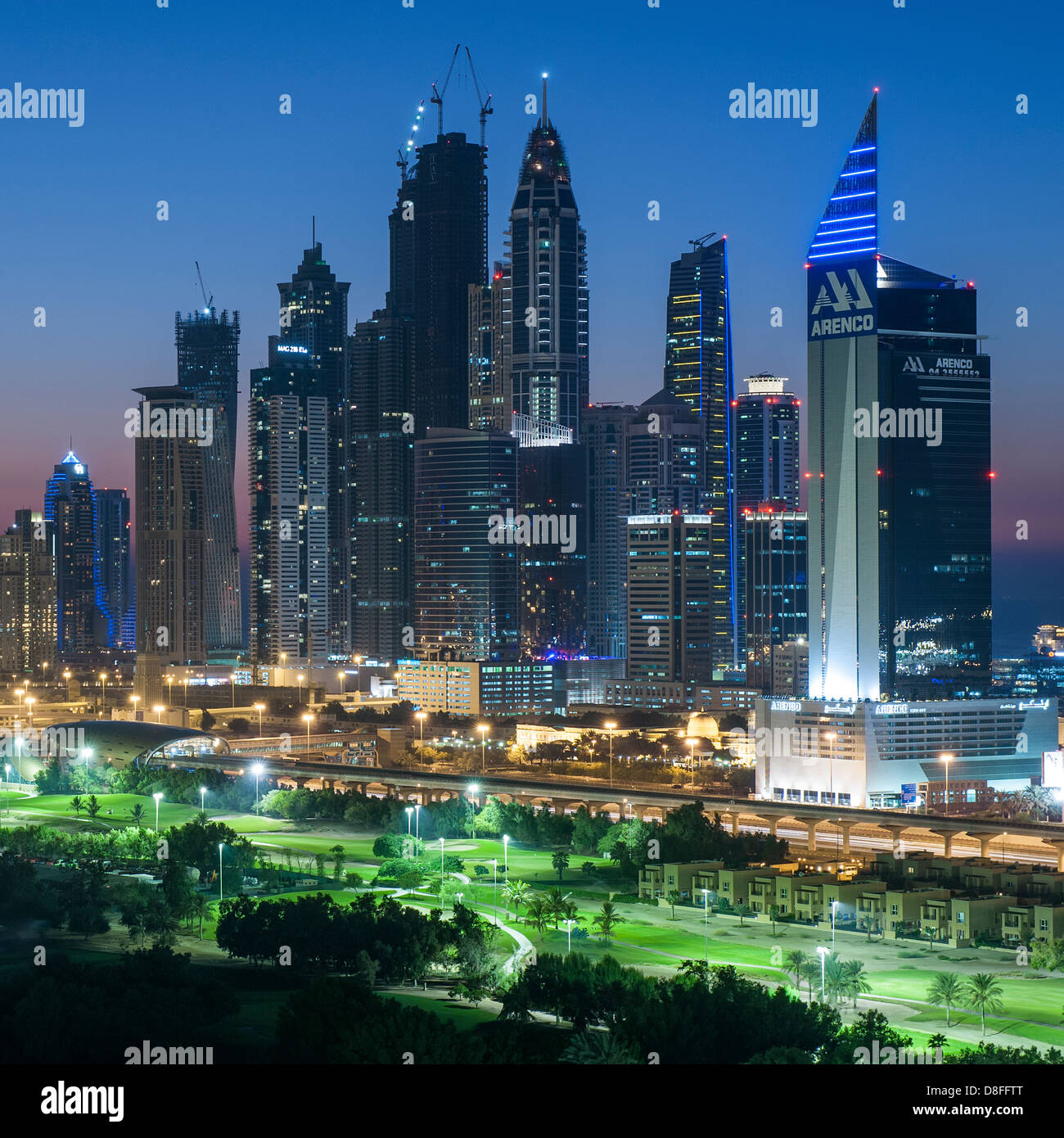 Skyline di New Dubai, UAE Foto Stock