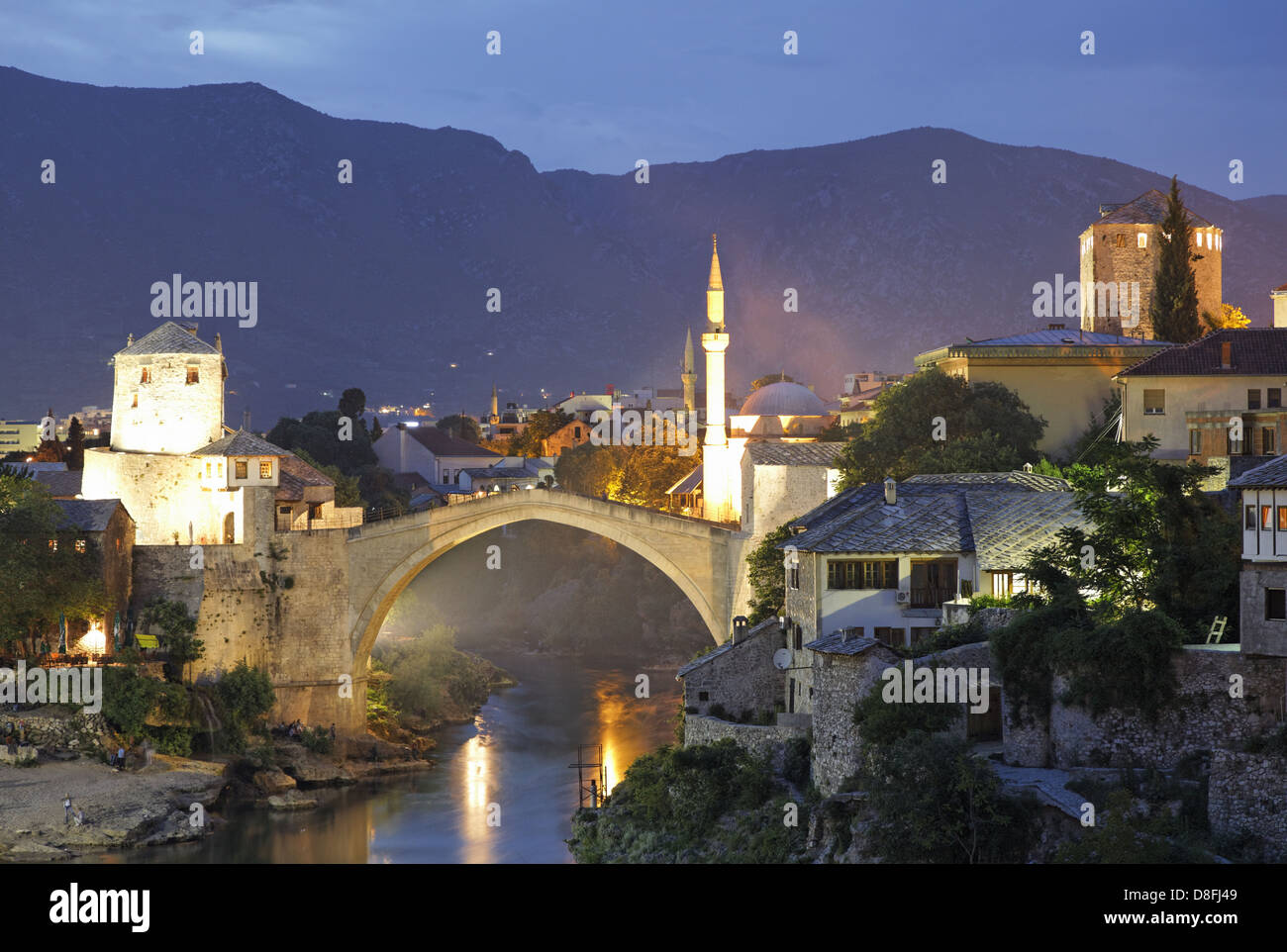 La Bosnia ed Erzegovina, Mostar, Ponte Vecchio, lo Stari Most, patrimonio mondiale dell UNESCO, Bosnien-Herzegovina, Mostar; Alte Brücke, Stari Foto Stock