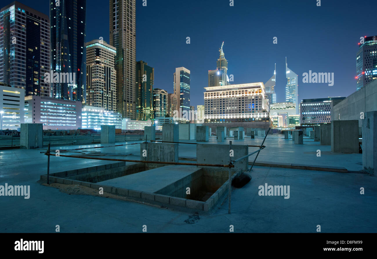 Sito in costruzione presso il Centro Finanziario Internazionale di Dubai, UAE Foto Stock