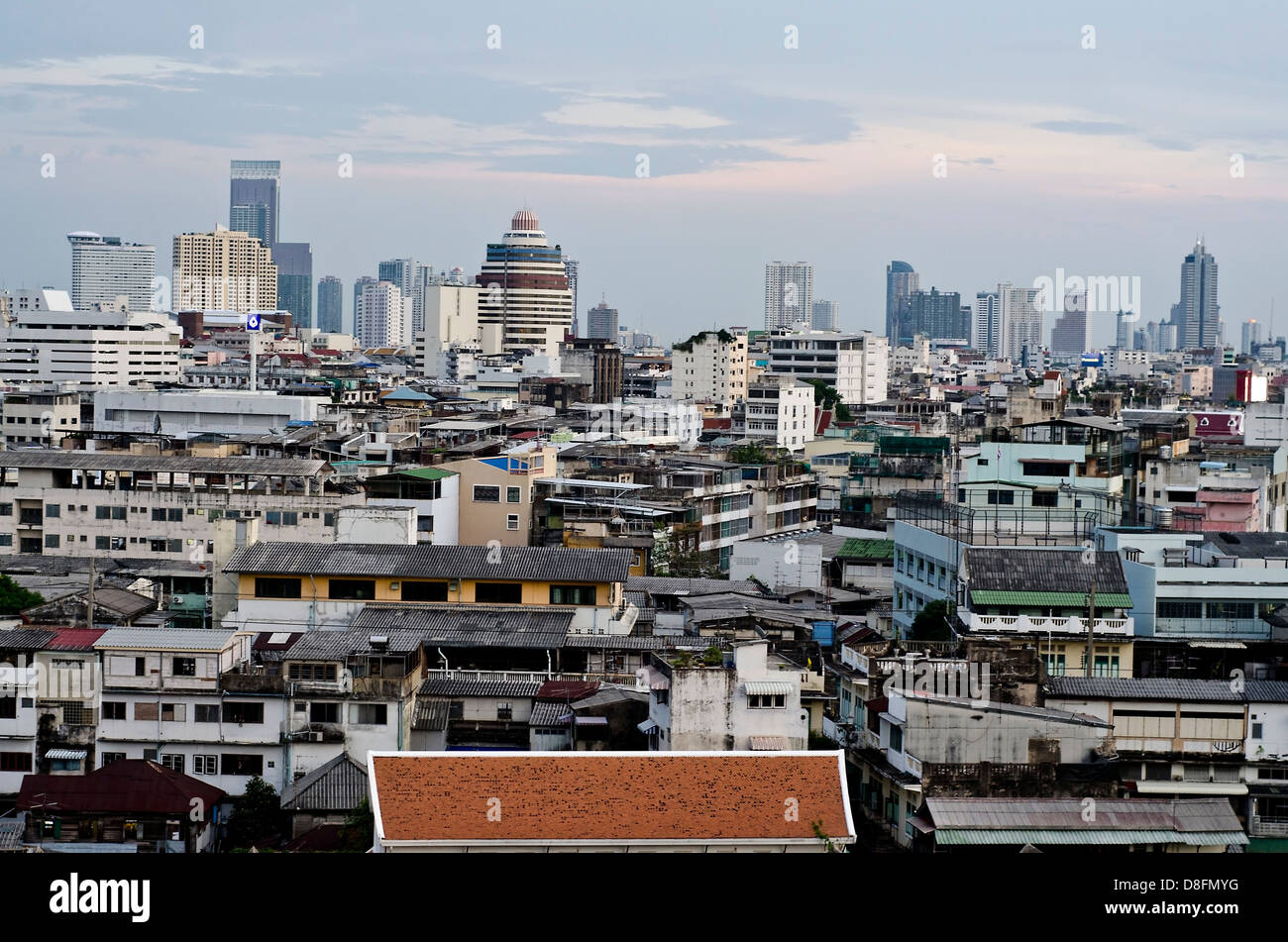 Panorama di Bangkok da Wat Saket,Golden Mount Foto Stock