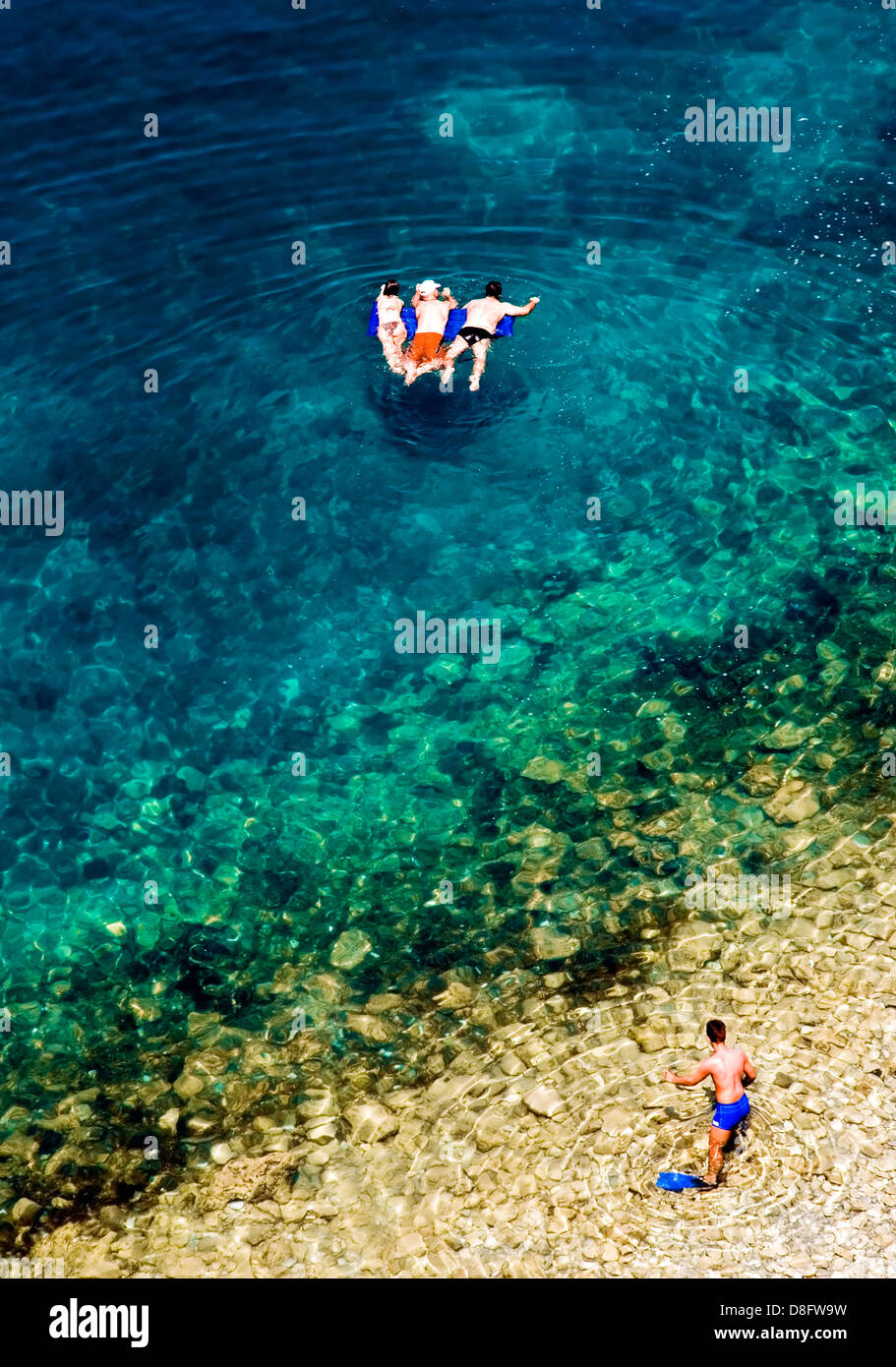 Turisti sul lago di Ohrid Foto Stock