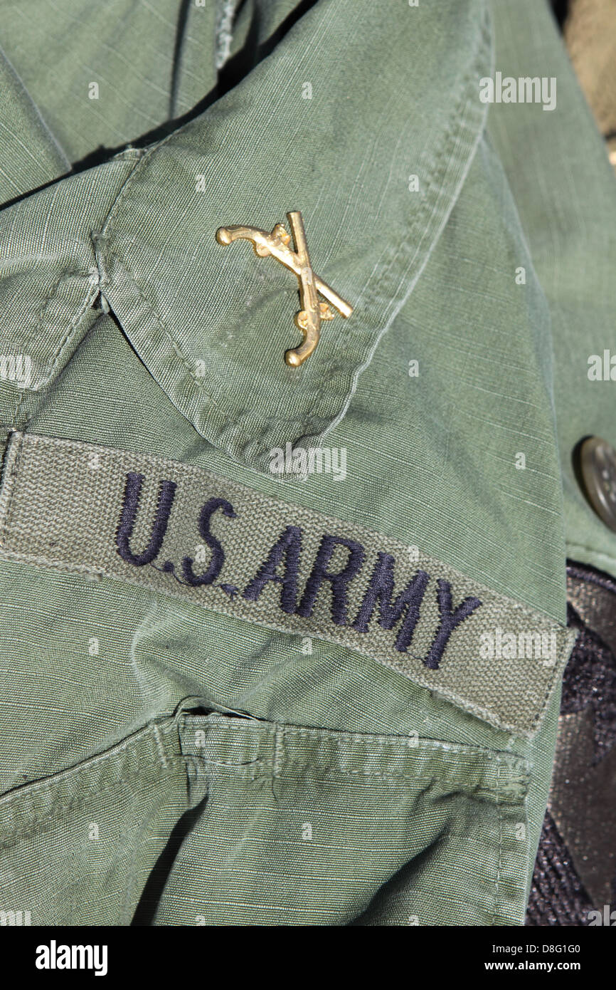 US Army green combat shirt dal Vietnam era Foto Stock