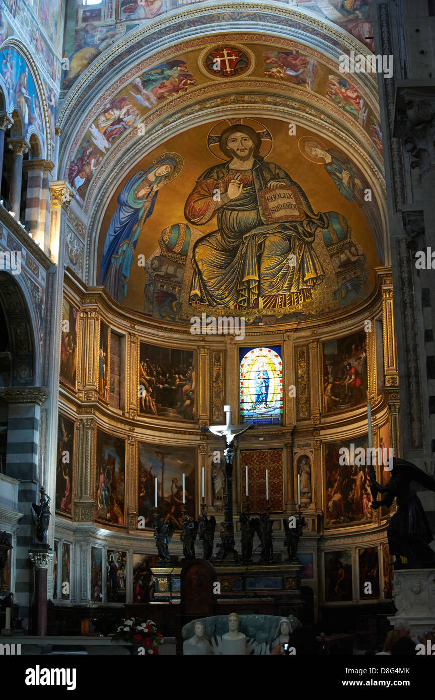 Piazza dei Miracoli, il Battistero e il Duomo e la Torre Pendente (Torre Pendente) Foto Stock