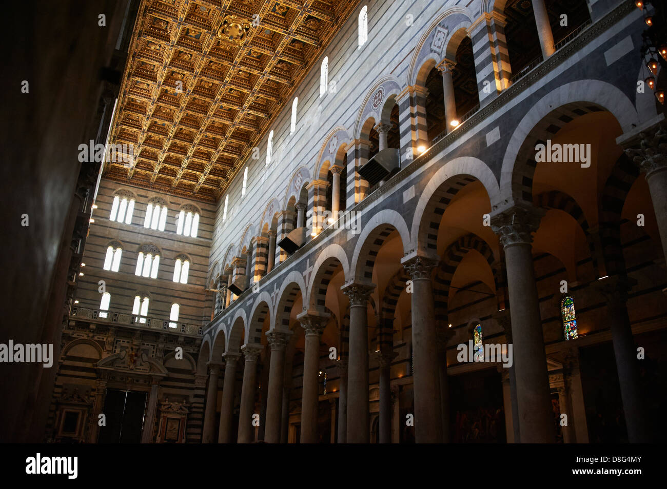 Piazza dei Miracoli, il Battistero e il Duomo e la Torre Pendente (Torre Pendente) Foto Stock