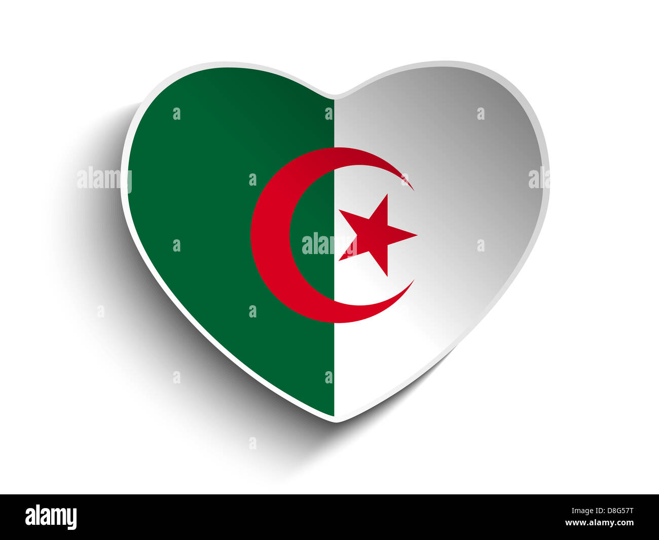 Vettore - Algeria bandiera cuore adesivo di carta Foto Stock