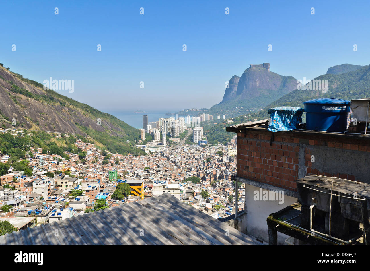 Vecchia baraccopoli di Rocinha, alloggiamento, Rio de Janeiro, Brasile Foto Stock