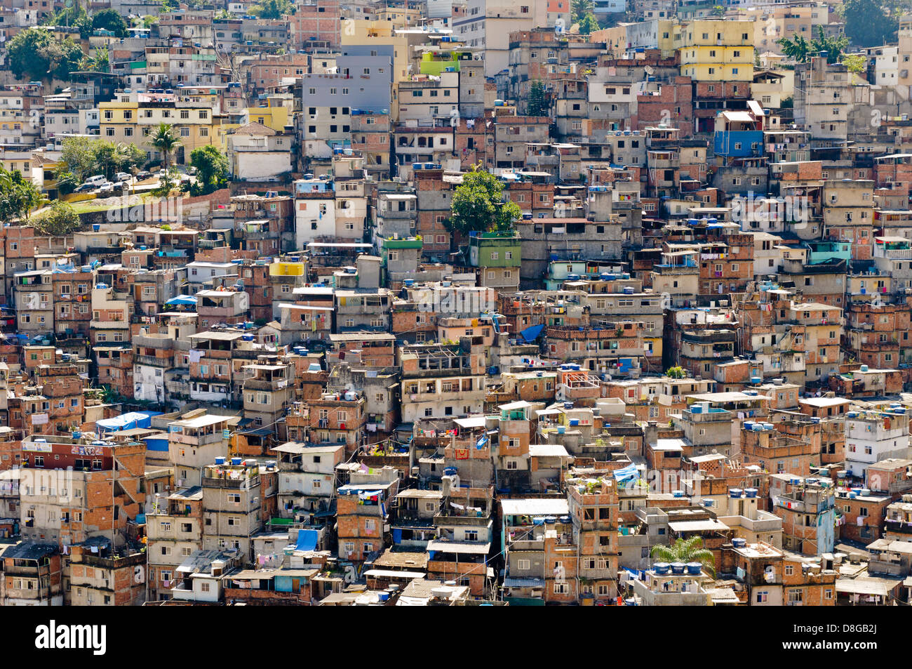 Vecchia baraccopoli di Rocinha, alloggiamento, Rio de Janeiro, Brasile Foto Stock