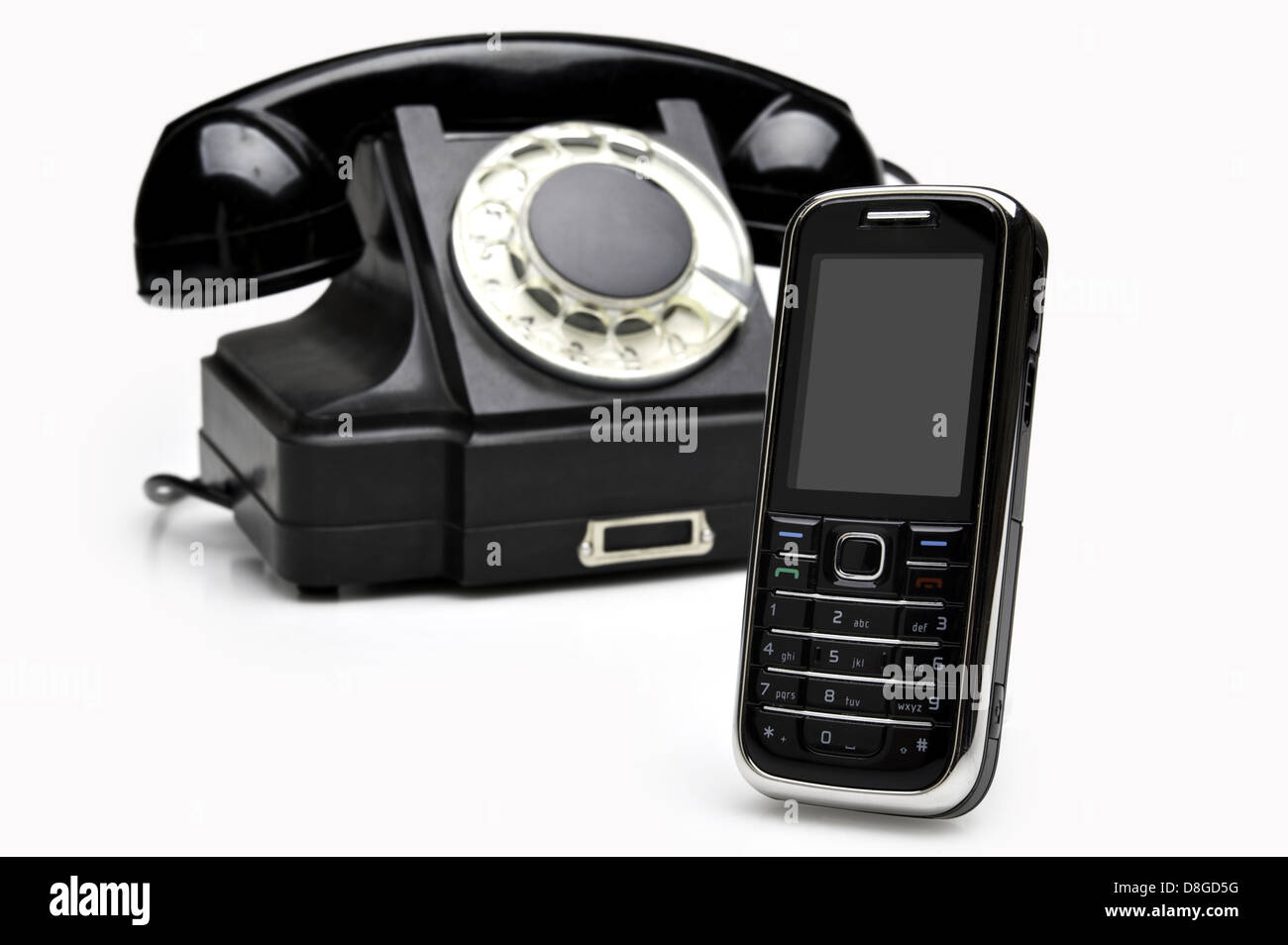 Moderno e telefoni vintage Foto Stock