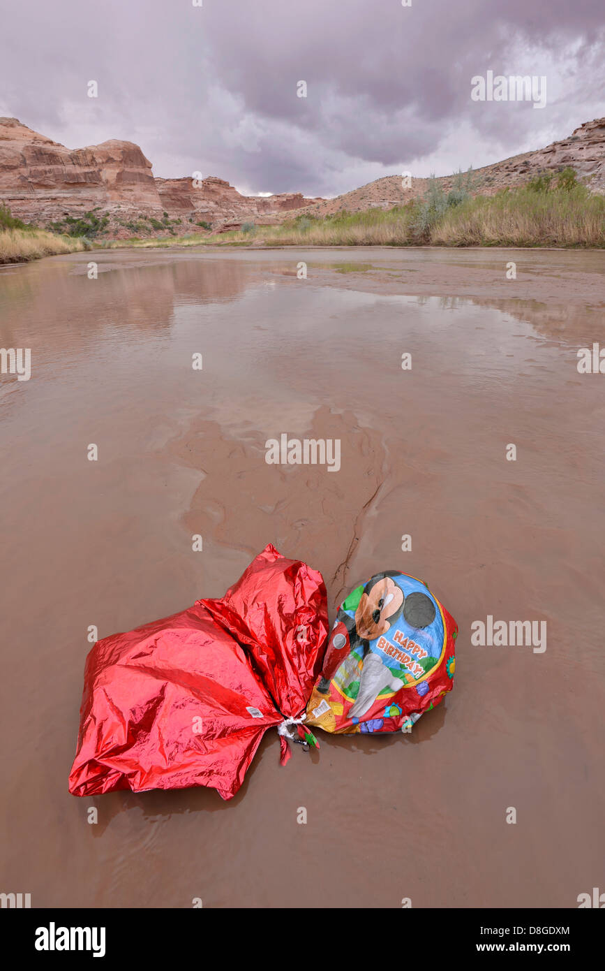 Palloncino elio in Dirty Devil River, Utah. Foto Stock