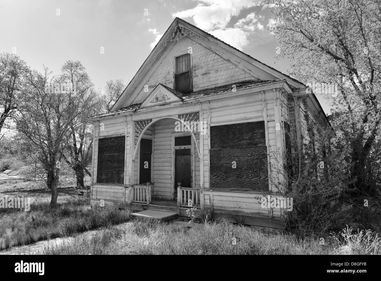 Vecchia casa nella storica città mineraria di Eureka, Utah. Foto Stock