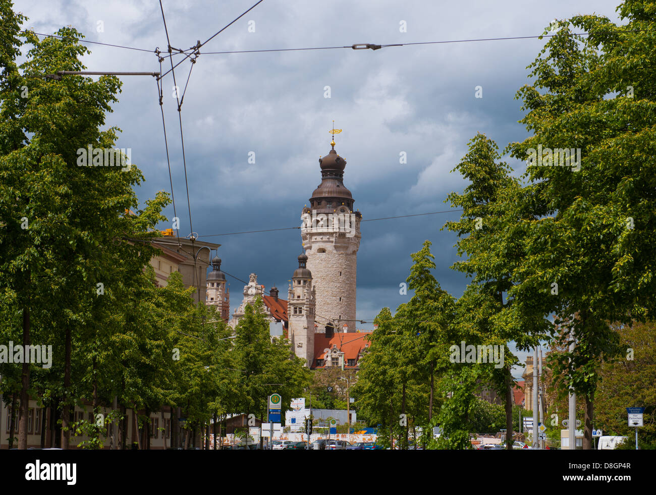 Vista del Neues Rathaus di Lipsia dal sud Foto Stock