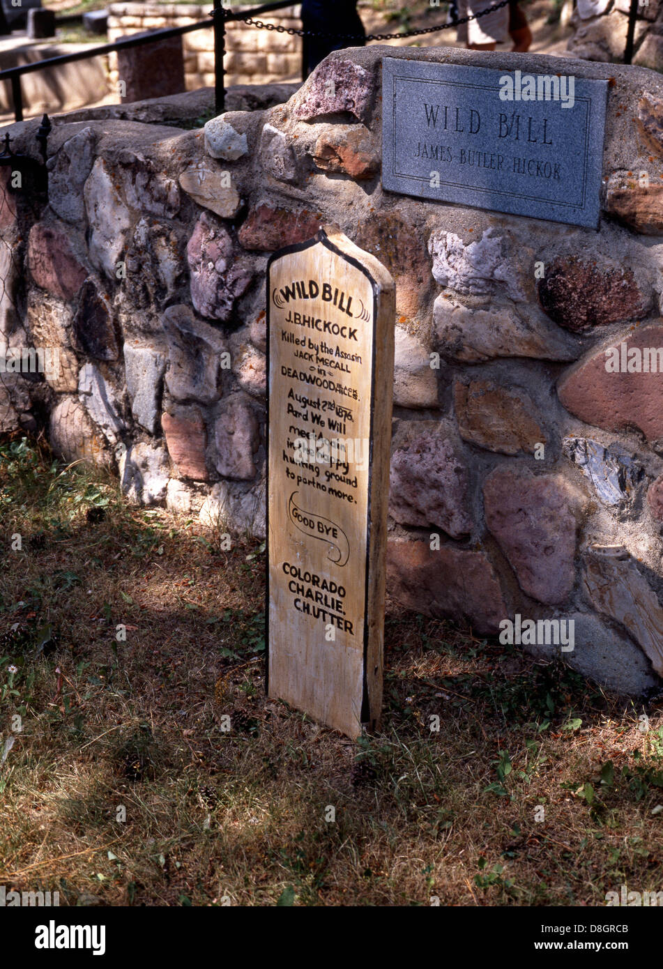 Monte Moriah cimitero - Lastra tombale di Wild Bill Hickock (James Hickock Butler), Deadwood, Dakota del Sud, Stati Uniti d'America. Foto Stock
