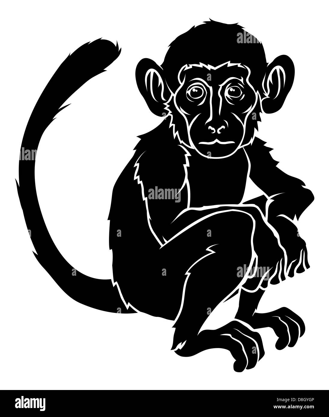 Una illustrazione di una scimmia stilizzata forse una scimmia tattoo Foto Stock