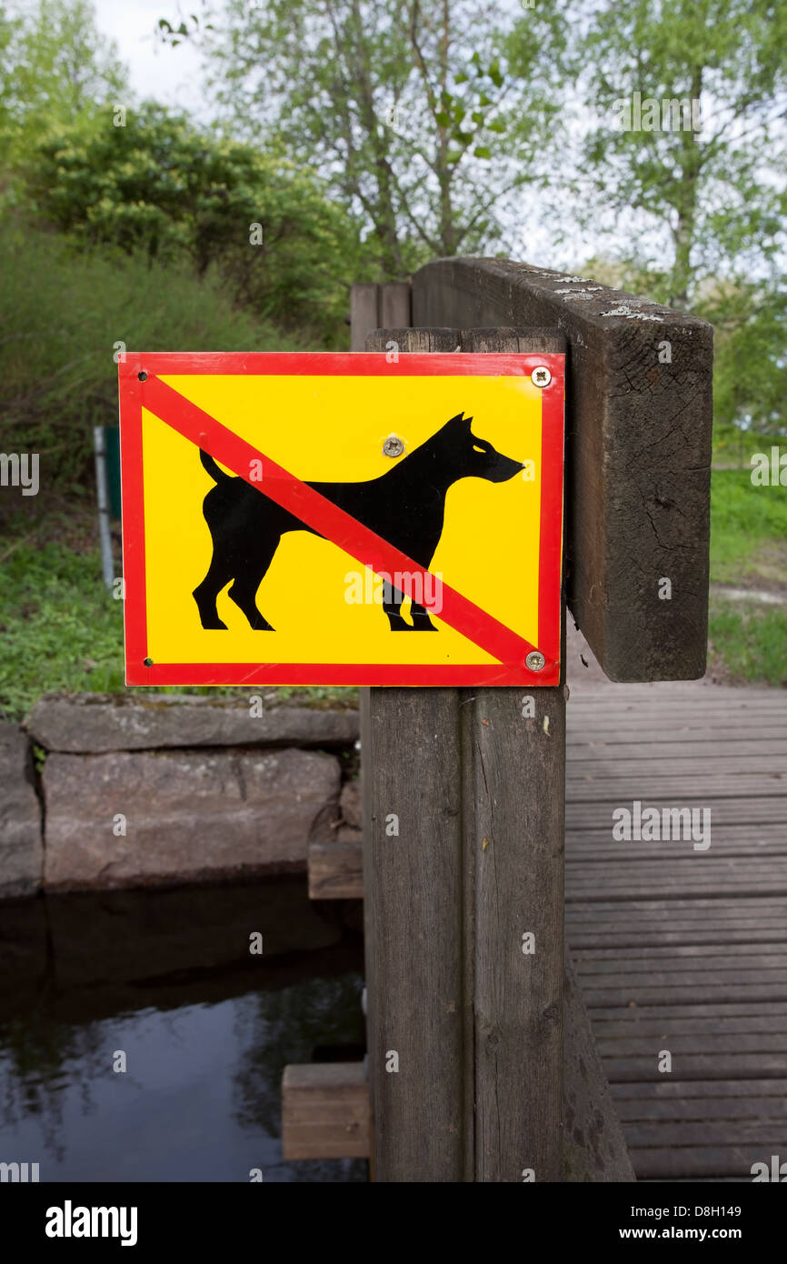 Non sono ammessi cani segno nel parco, Lappeenranta FINLANDIA Foto Stock