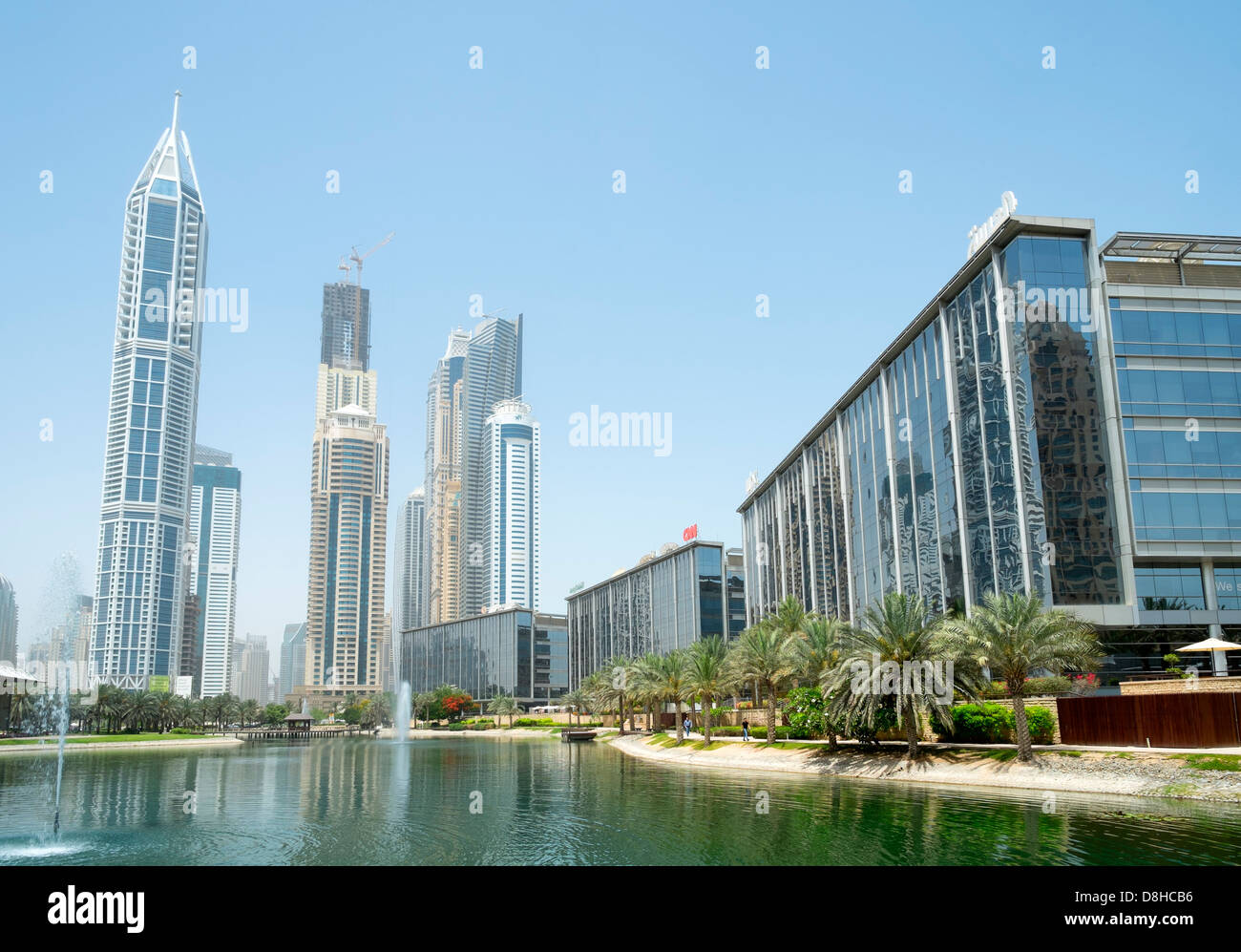 Vista di edifici per uffici a Media City district in Dubai Emirati Arabi Uniti Foto Stock